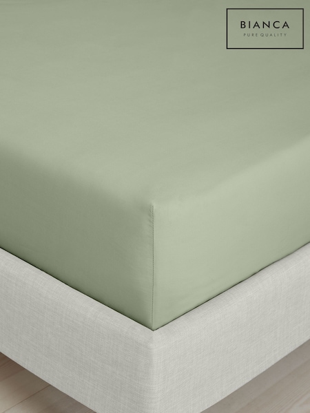 Bianca Sage Green 200 Thread Count 100% Cotton Percale Extra Deep Fitted Sheet (N25900) | €15 - €30