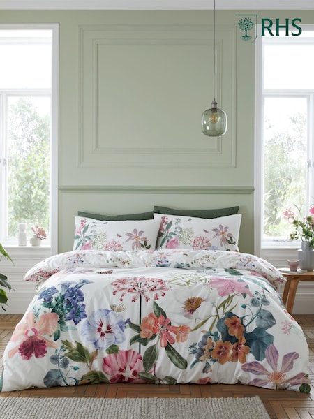 RHS White Exotic Garden 100% Cotton Duvet Cover Set (N25905) | €52 - €95