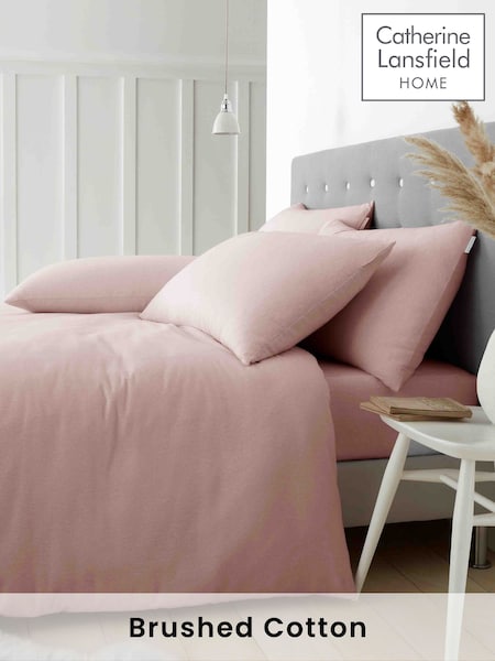 Catherine Lansfield Pink Brushed 100% Cotton Duvet Cover Set (N25922) | €27 - €53