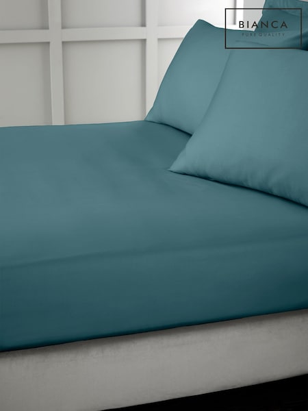 Bianca Teal 400 Thread Count 100% Cotton Sateen Fitted Sheet (N25924) | €29 - €53