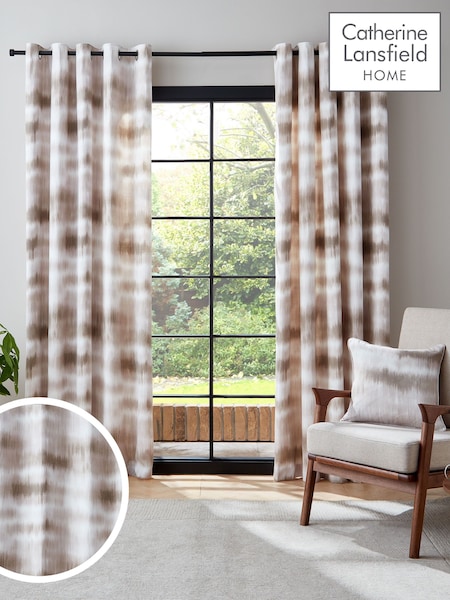 Catherine Lansfield Natural Ombre Texture Lined Eyelet Curtains (N25942) | €39 - €105