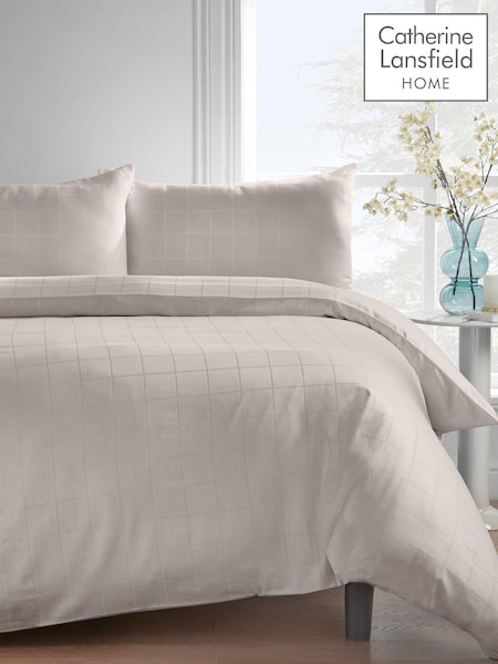 Catherine Lansfield Natural Woven Check 300 Thread Count Fitted Sheet (N25944) | € 23 - € 39