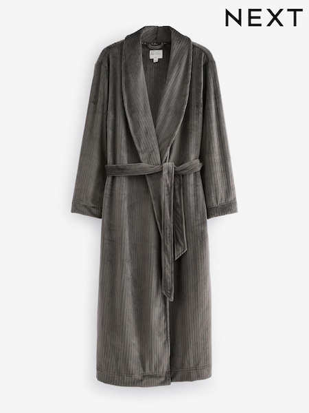Charcoal Grey Supersoft Ribbed Dressing Gown (N26027) | EGP1,620