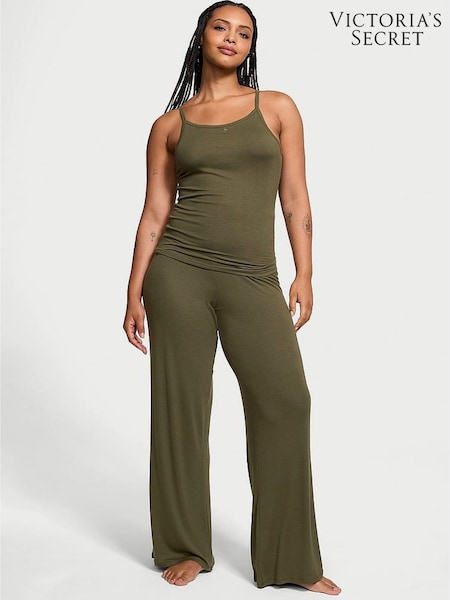 Victoria's Secret Olive Green Modal Rib Cami Long Pyjama Set (N26031) | €52