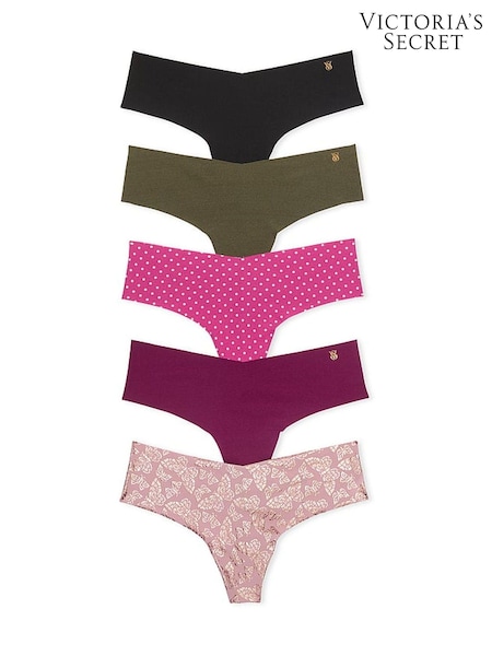 Victoria's Secret Black/Green/Pink Thong 5 Pack Knickers (N26052) | €31