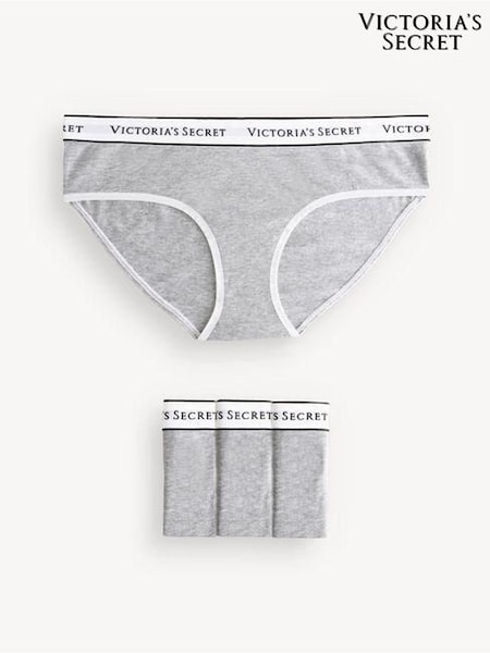 Victoria's Secret Grey Heather Hipster Logo 4 Pack Knickers (N26063) | €22.50