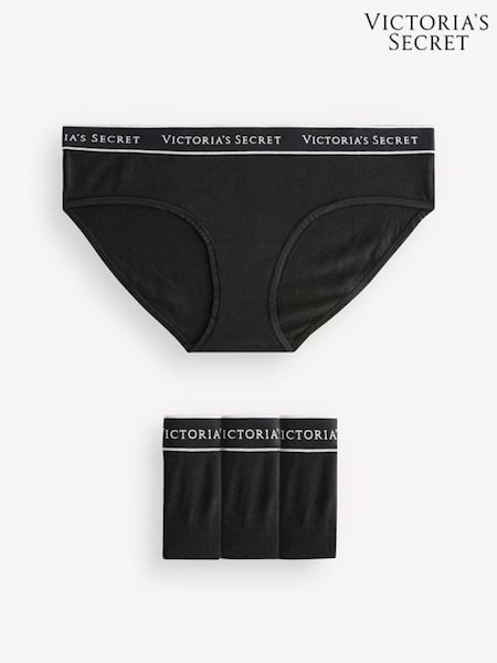 Victoria's Secret Black Hipster Logo 4 Pack Knickers (N26092) | €22.50