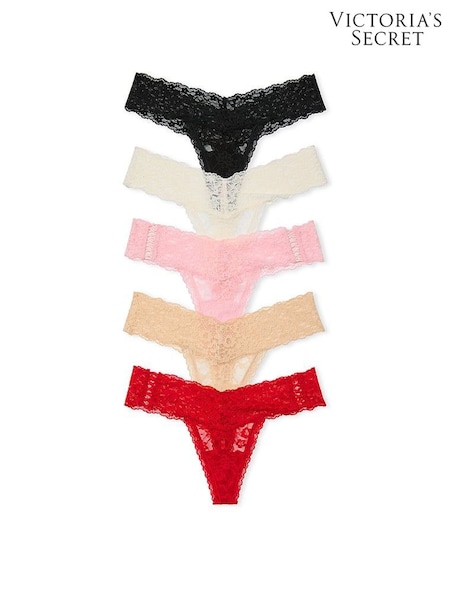 Victoria's Secret White/Pink/Nude/Red/Black Thong 5 Pack Knickers (N26100) | €31