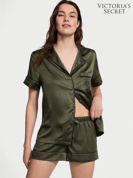 Victoria's Secret Green Logo Dot Satin Short Pyjama Set (N26103) | €75