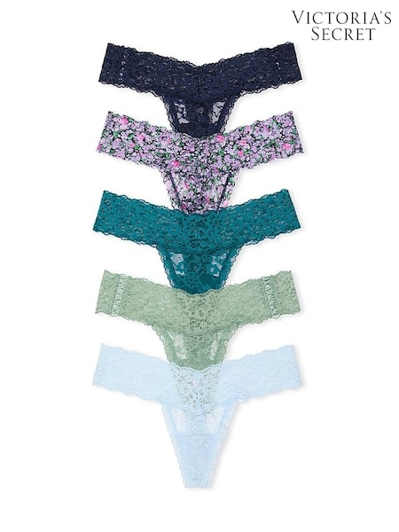 Victoria's Secret Blue/Purple/Green Thong 5 Pack Knickers (N26111) | €31