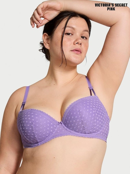 Victoria's Secret PINK Wysteria Purple Dainty Dot Balcony Lace Bra (N26114) | €40