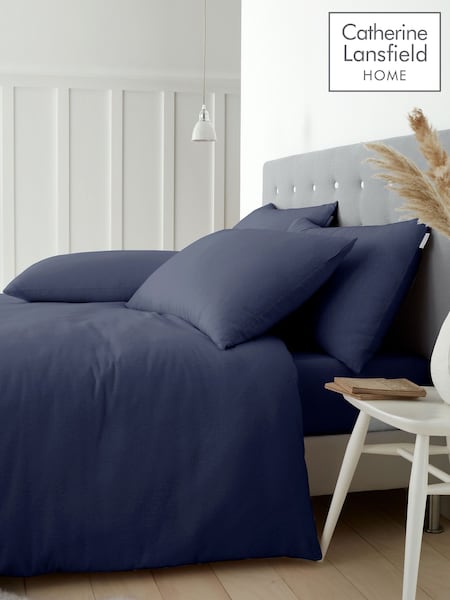 Catherine Lansfield Navy Blue Brushed 100% Cotton Duvet Cover Set (N26148) | €27 - €53