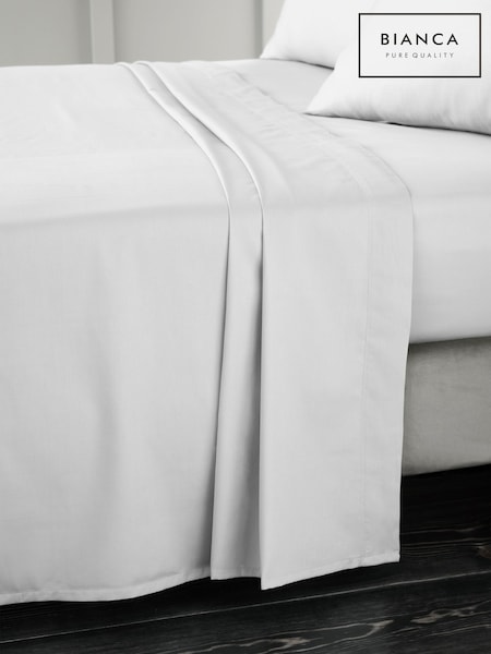 Bianca Dove Grey 400 Thread Count 100% Cotton Sateen Flat Sheet (N26167) | €40 - €71