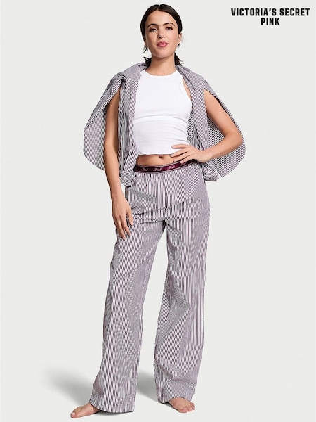 Victoria's Secret PINK Purple Rose Stripe Cotton Logo Pyjama Bottom (N26173) | €17
