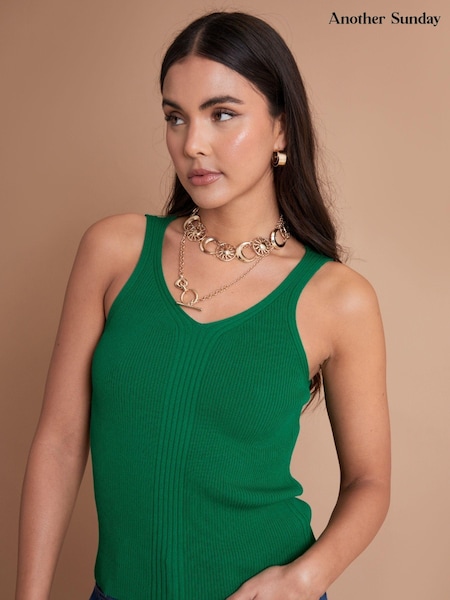 Another Sunday Green Rib Knit Vest (N26310) | €13.50