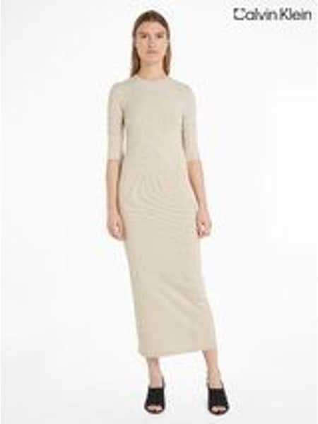 Calvin Klein Natural Rib T-Shirt Midi Dress (N26371) | €48