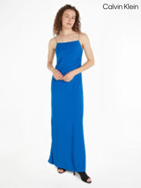 Calvin Klein Blue Metal Detail Slip Dress (N26375) | €80