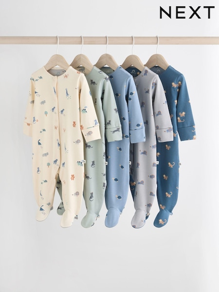 Petrolblau - Patterned Baby Sleepsuits 5 Pack (0-2yrs) (N26394) | 41 € - 44 €