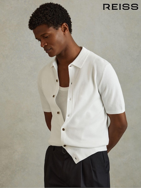 Valkoinen - Reiss Bravo Cotton Blend Textured Shirt (N26667) | €173