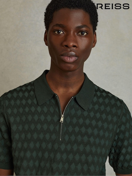 Reiss Emerald Rizzo Half-Zip Knitted Polo Shirt (N26735) | AED792