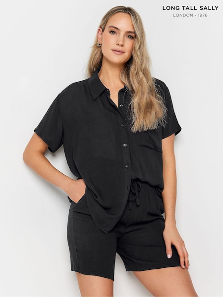 שחור - Long Tall Sally Crinkle Co-ord Shirt (N26772) | ‏111‏₪