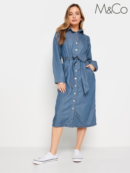 M&Co Blue Petite Tencel Denim Midi Dress (N26793) | €21.50
