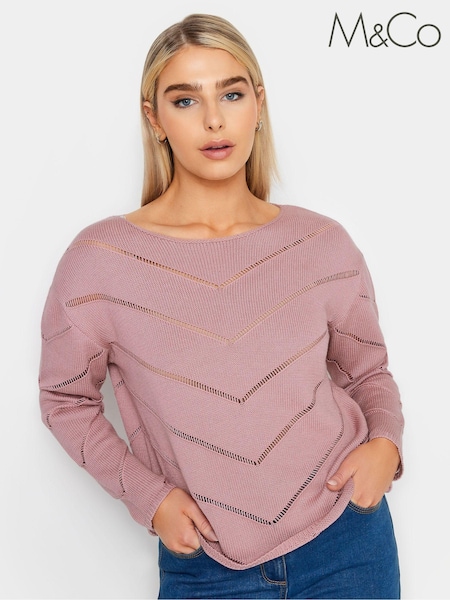 M&Co Pink Open Knit Detail Jumper (N26938) | €39