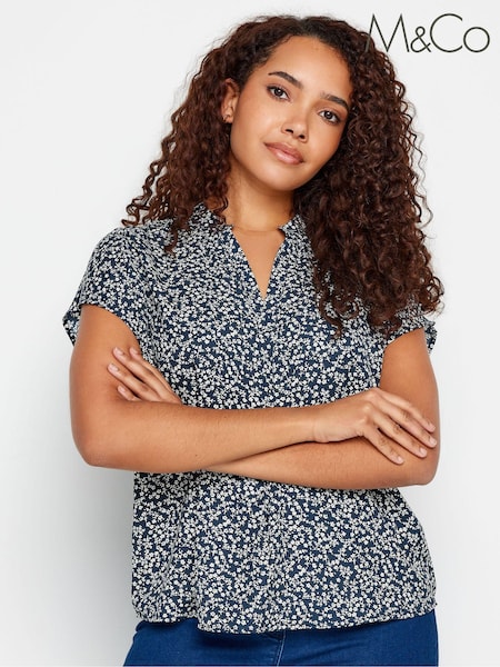 M&Co Blue Animal Print Blouse (N26981) | €31