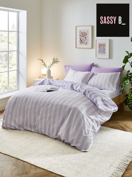 Sassy B Lilac Stripe Tease Duvet Cover And Pillowcase Set (N26999) | €23 - €37