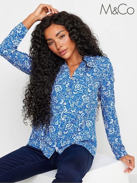 M&Co Blue Petite Long Sleeve Blouse (N27004) | €13.50
