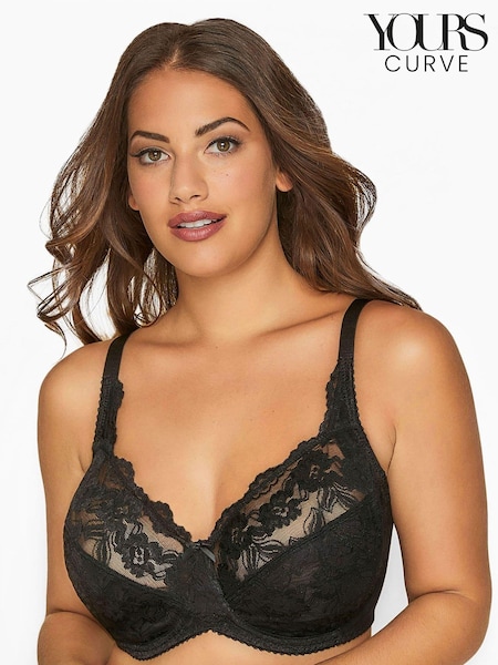 Yours Curve Black Stretch Lace Under Wired Non Padded Bra (N27052) | €29
