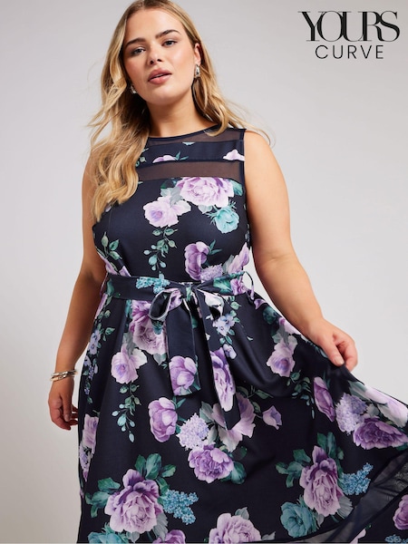 Yours Curve Mesh Panel Skater Dress (N27072) | €68