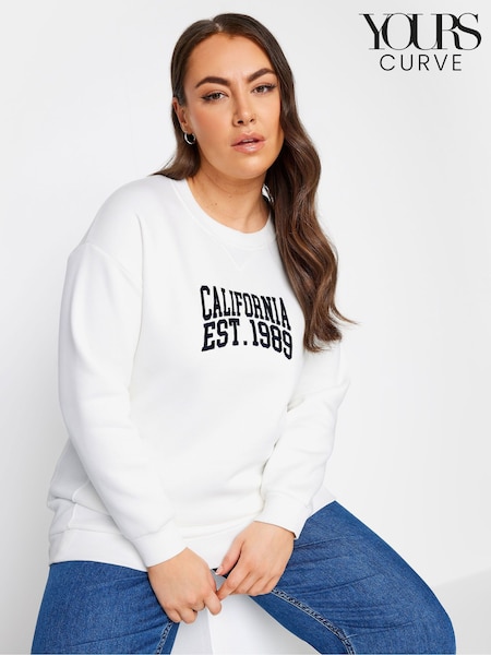 Alb - Hanorac cu slogan „New York” Yours Curve (N27092) | 103 LEI
