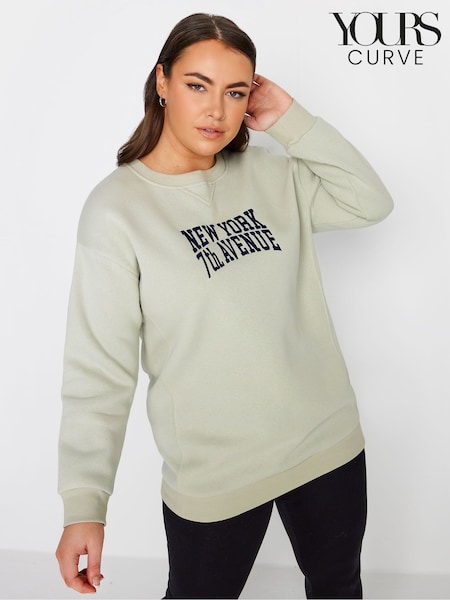 Verde - Hanorac cu slogan „New York” Yours Curve (N27109) | 103 LEI