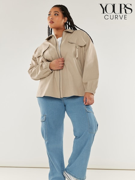 Yours Curve Natural Utility Bomber Jacket (N27116) | €14