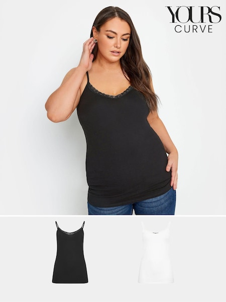 Yours Curve Black & White Lace Cami Tops 2 Pack (N27119) | €31