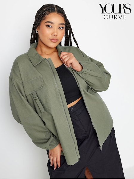 Yours Curve Green Utility Bomber Jacket (N27143) | €29