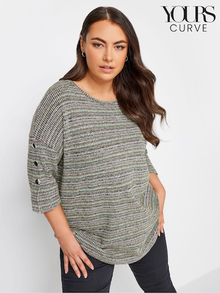 Harmaa - Yours Curve Button Sleeve pehmeä kosketuspaita (N27145) | €46