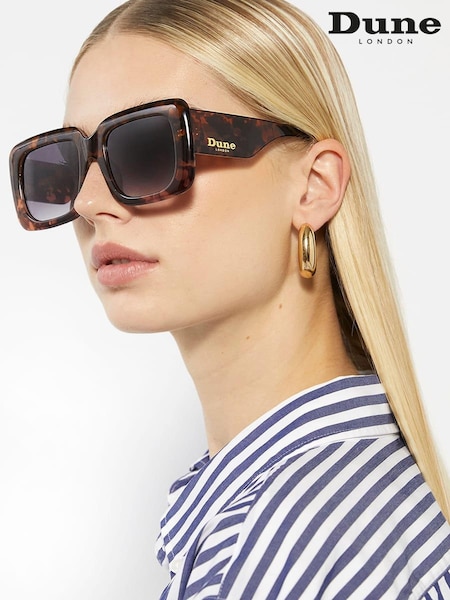 Dune London Animal Gigi Colourblock Square Sunglasses (N27183) | 372 LEI