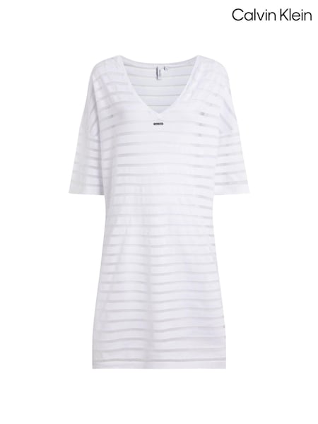 Calvin Klein White Kaftan Knit Dress (N27204) | €56