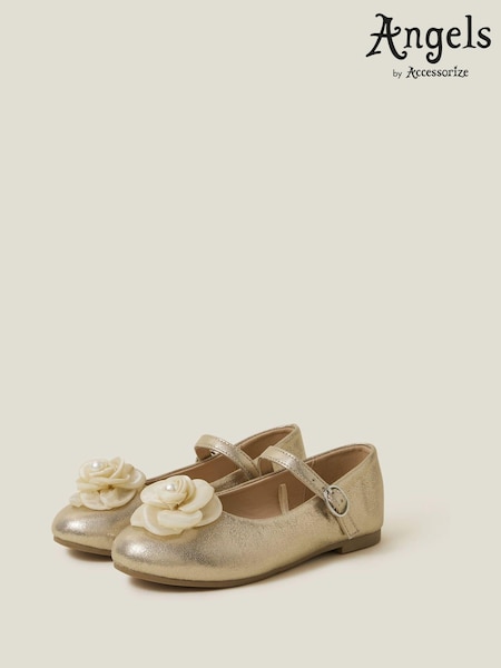Angels By Accessorize Gold Girls Flower Ballet Flats (N27209) | €28 - €30