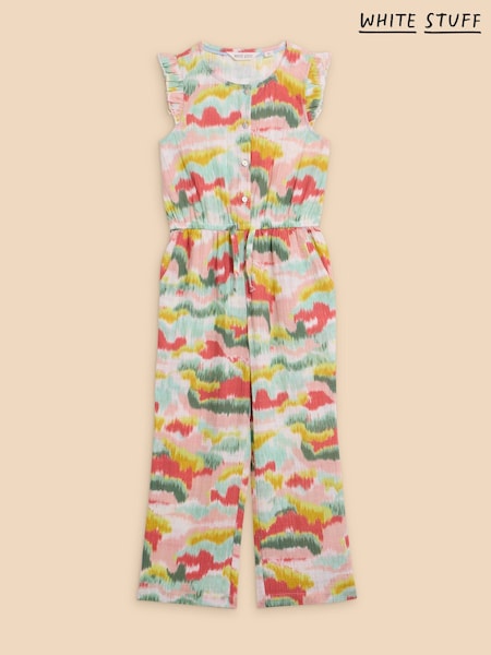 White Stuff Pink Tie Dye Printed 100% Cotton Jumpsuit (N27231) | AED102