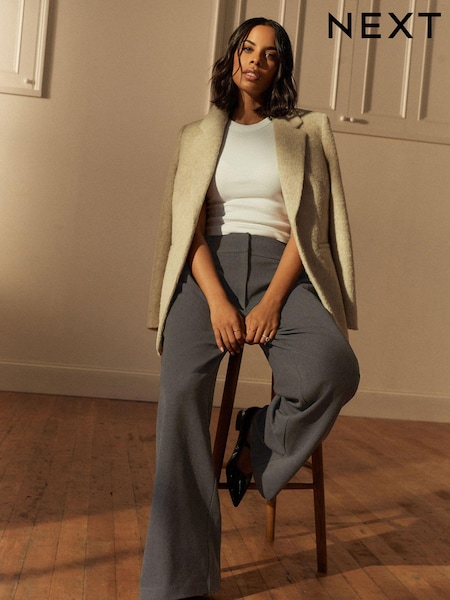 رمادي - Elastic Back Wide Leg Trousers (N27252) | ‏189 د.إ.‏