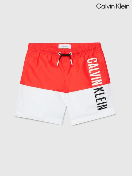Calvin Klein Red Chrome Slogan Swim Shorts (N27265) | €27