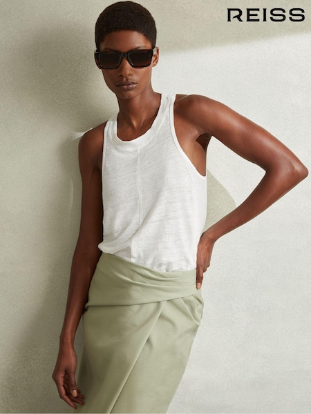 Reiss White Lucy Linen Waterfall Vest (N27369) | €85