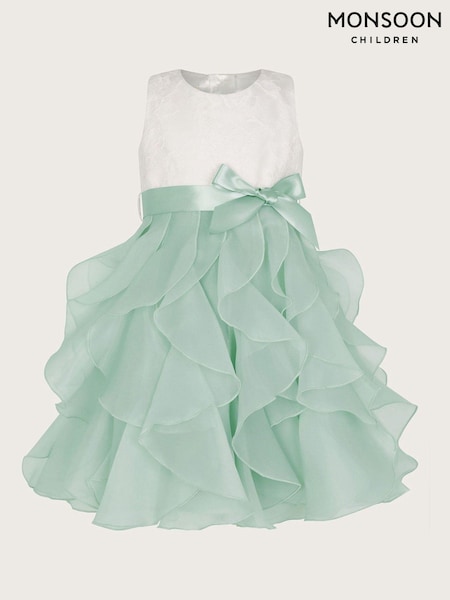 Monsoon Green Baby Lace Cancan Ruffle Dress (N27397) | AED184 - AED202