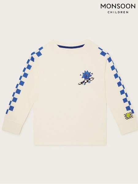 Monsoon Checkerboard Long Sleeve Skater 100% Cotton T-Shirt (N27422) | € 11 - € 13