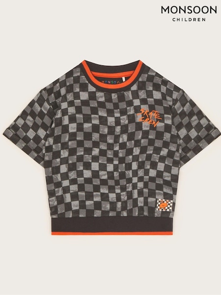 Monsoon Short Sleeve Checkerboard Sweat Top (N27457) | 71 LEI - 85 LEI