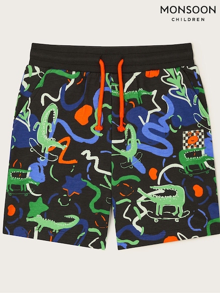 Monsoon Black 100% Cotton Skateboarding Crocodile Shorts (N27468) | 35 QAR - 43 QAR