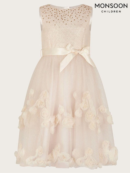 Monsoon Gold Amber Diamanté 3D Roses Dress (N27485) | € 70 - € 81